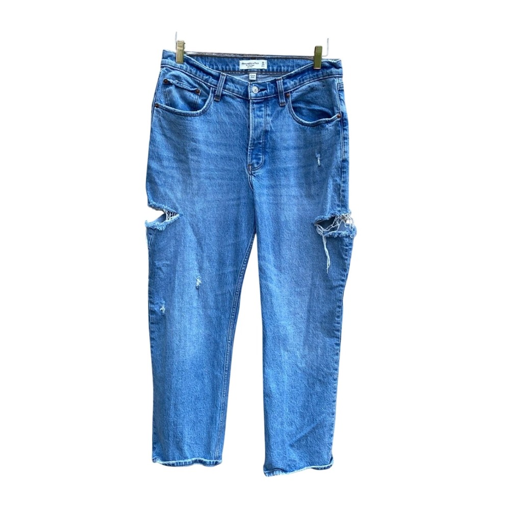 Abercrombie &‎ Fitch Curve Love 90s Baggy Low Rise Distressed Jeans 30 10S Blue